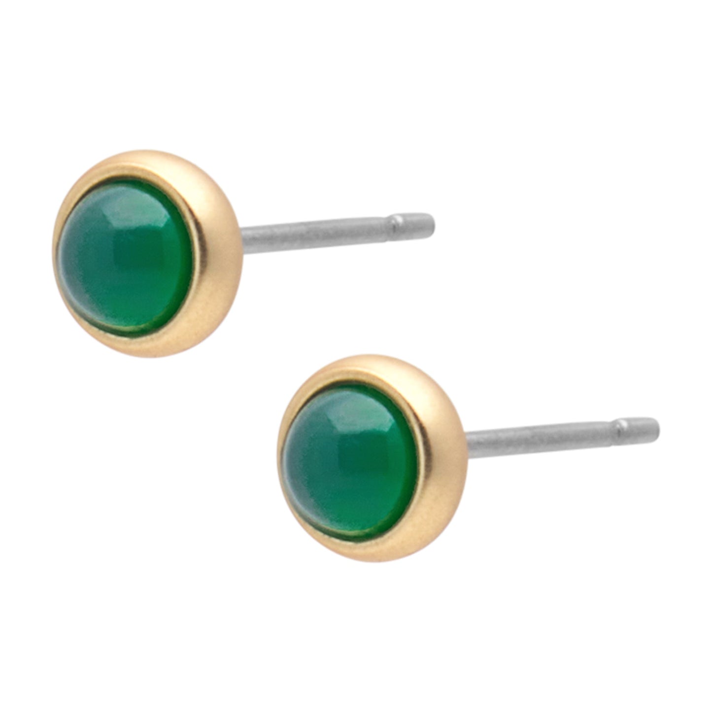 Lolo earstuds tiny green quartz matt gold plated