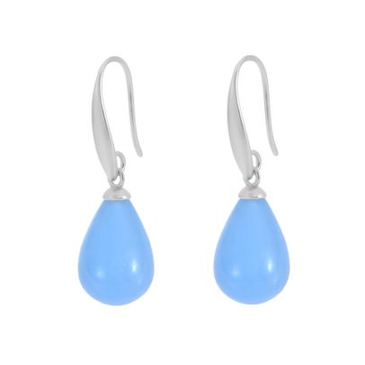 Drop Ohrringe mit aquafarbenem Jade matt versilbert
