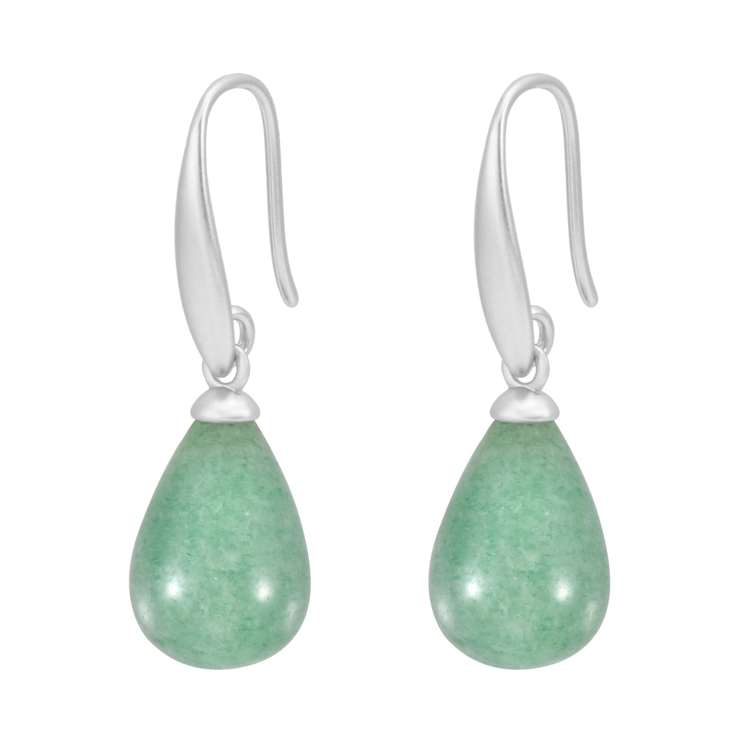 Drop Ohrringe - Aqua eingefärbte Jade matt versilbert