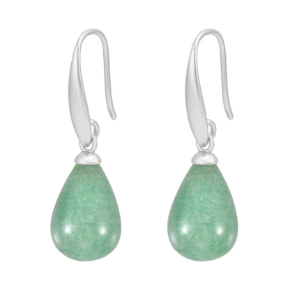Drop Ohrringe - Aqua eingefärbte Jade matt versilbert