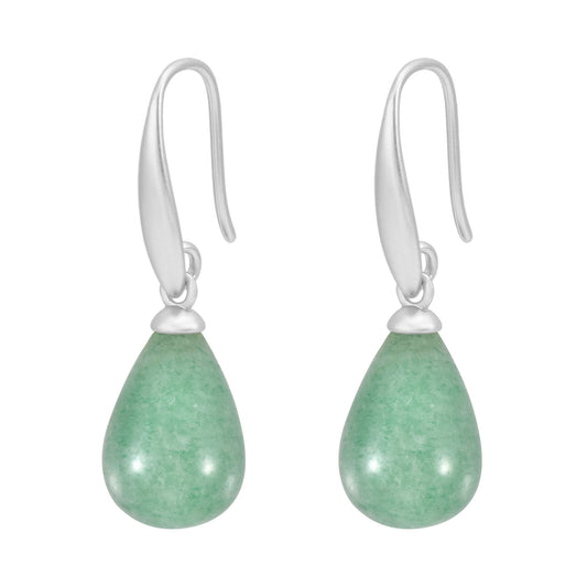 Drop Ohrringe - Aqua eingefärbte Jade matt versilbert
