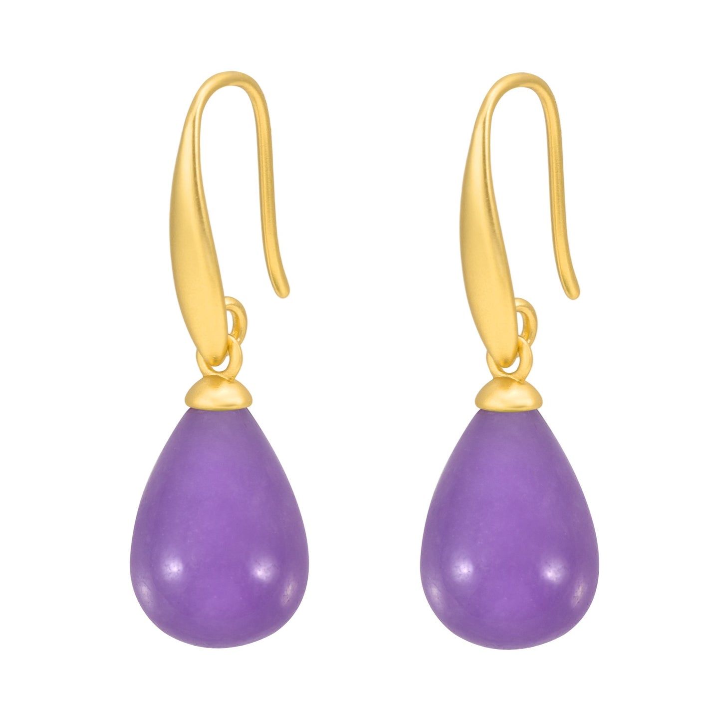 Drop earrings - Lavender dyed jade matt gold plated