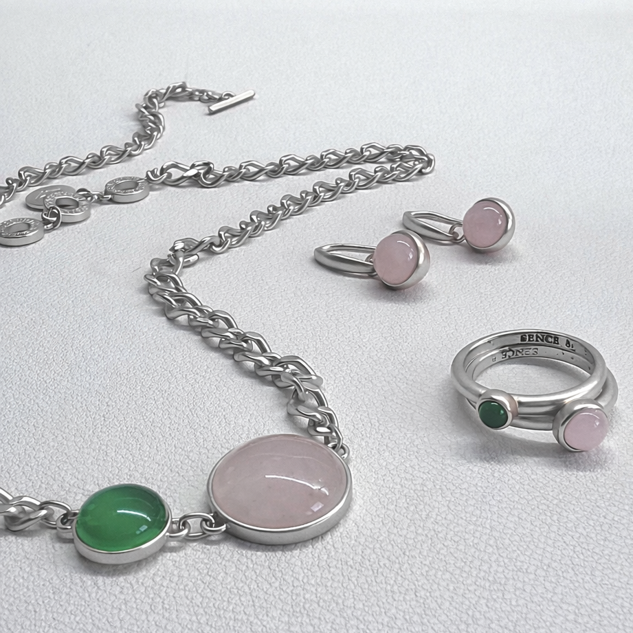 Stone-Duet Ringe - Matt versilbert Gr. 8