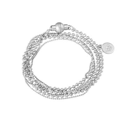 Essentials Hippie Armband & Halskette - Doppelkugelketten matt versilbert