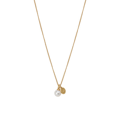 Victoria Necklace - Tiny freshwater pearl matt gold plated - 48 CM