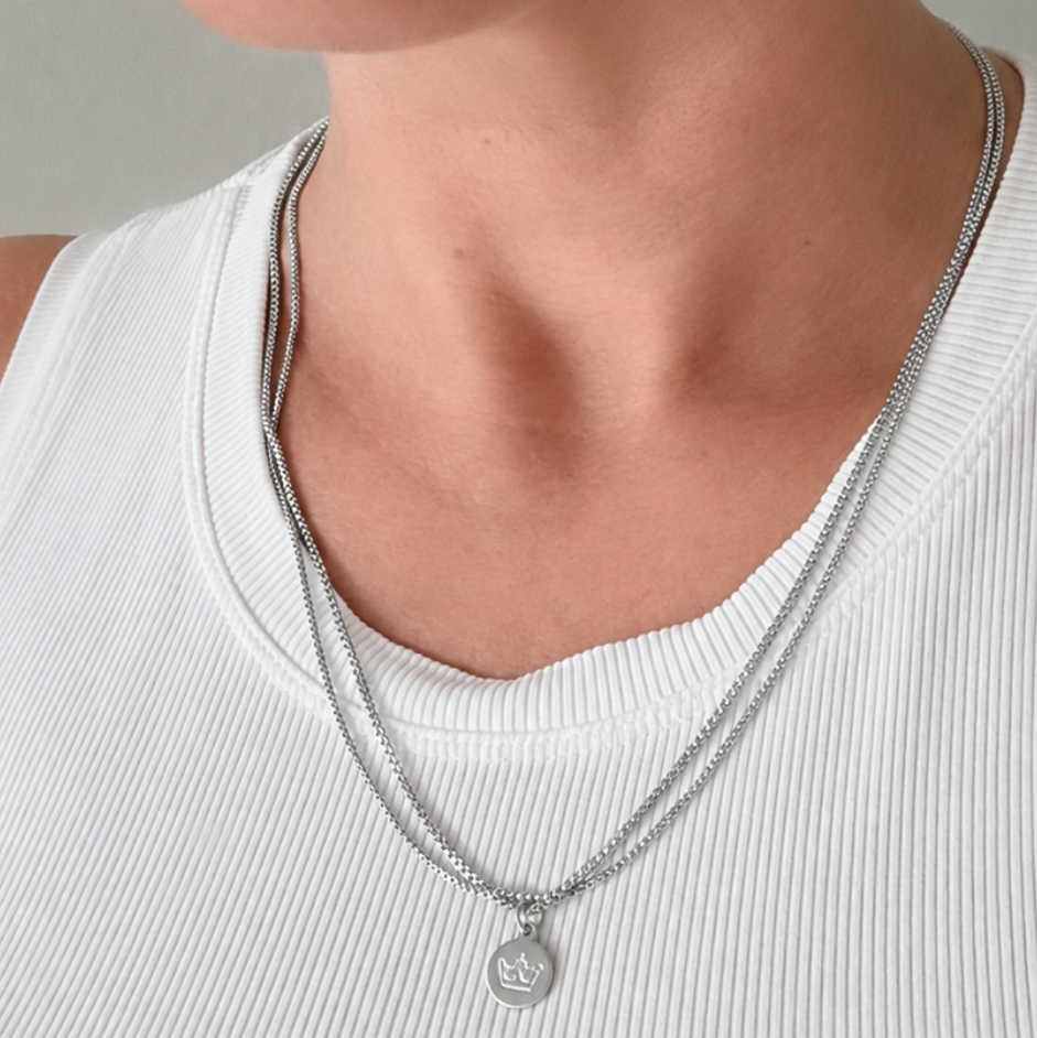 Essentials Seaside Bracelet &  Necklace - Matt silver plated