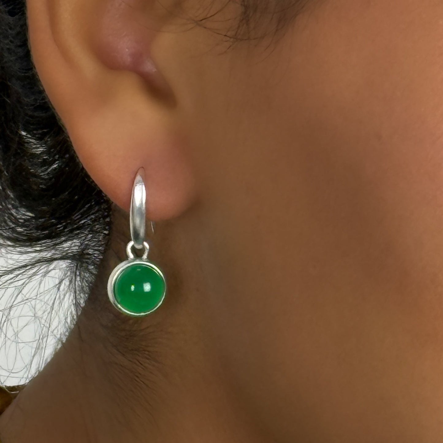 Cherry Ohrringe - Grüner Quarz matt vergoldet