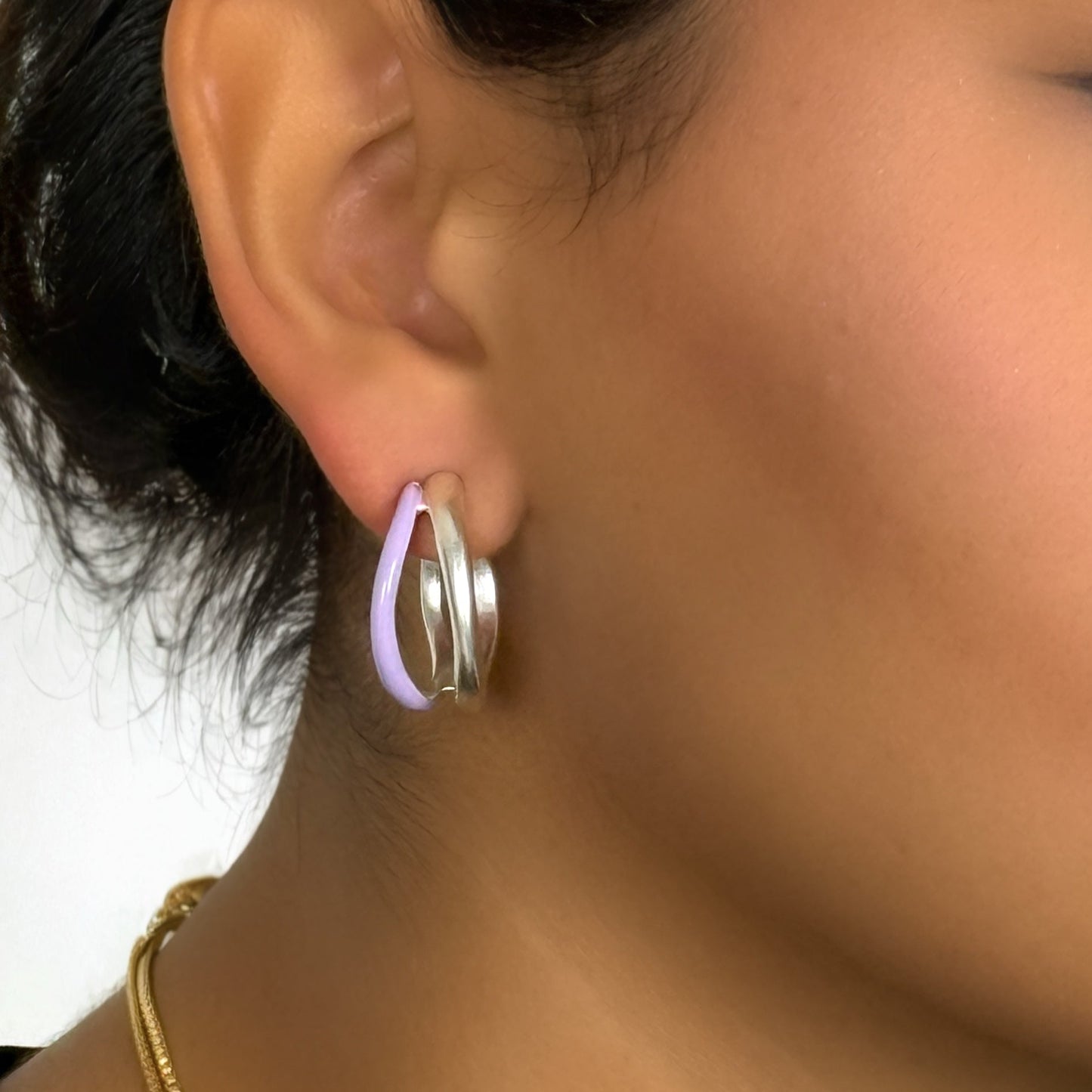 Enamelove earrings - Pastel lilac matt silver plated