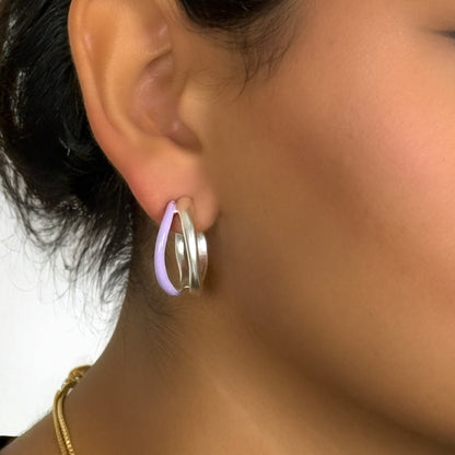 Enamelove earrings - Pastel lilac matt silver plated