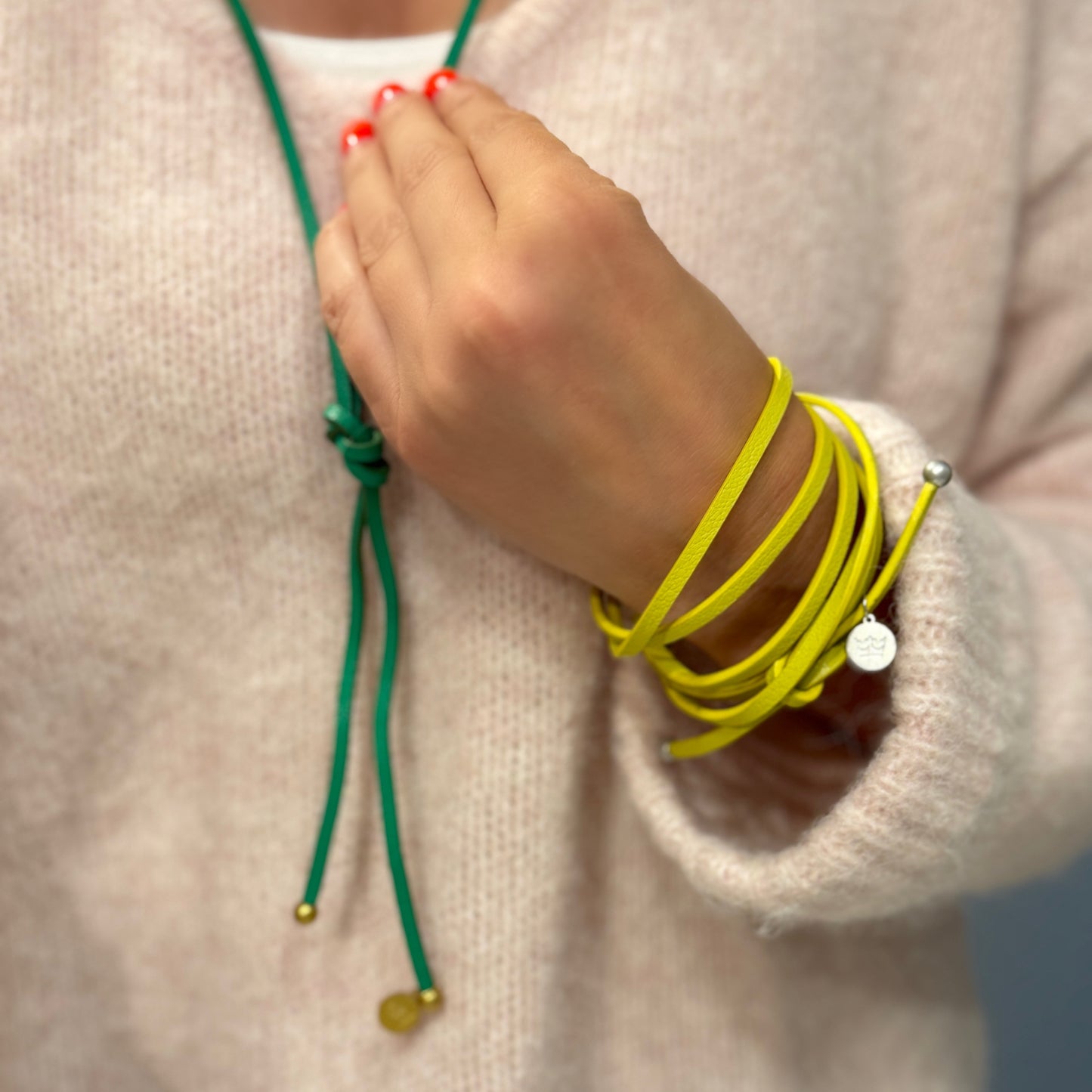 Strap Halskette / Armband  - Sunny Lemon matt versilbert