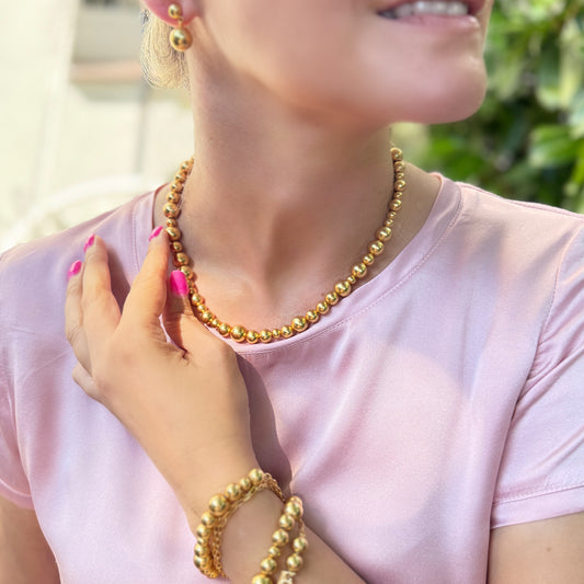 Short Dotti necklace matt gold plated