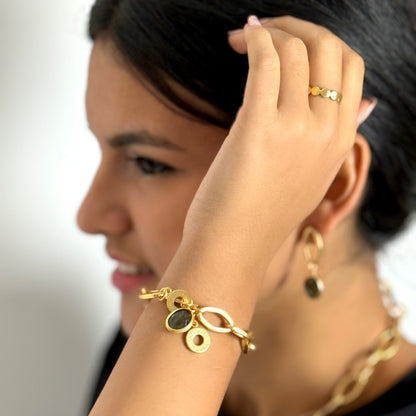 Ally Ohrringe - Labradorit matt vergoldet