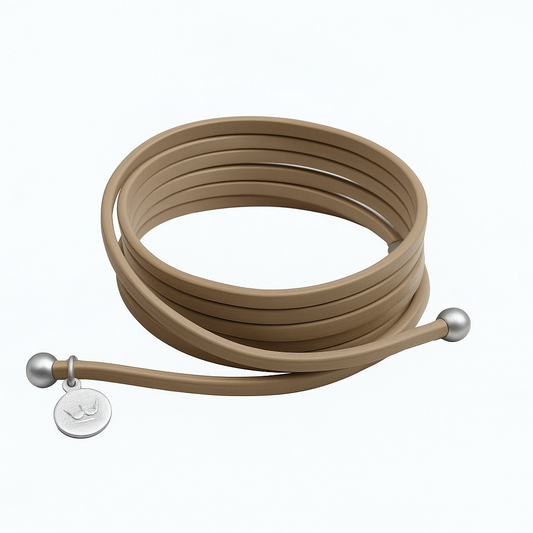 Strap Halskette / Armband - Taupe Leder matt versilbert