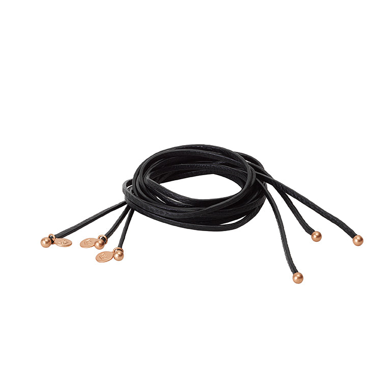 Essentials straps black leather matt rose gold plated - 110 CM