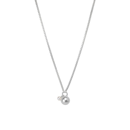 Essentials London Necklace - Ball & pearl matt silver plated - 80 CM