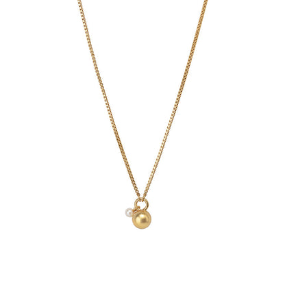 Essentials London Necklace - Ball & pearl matt gold plated - 80 CM