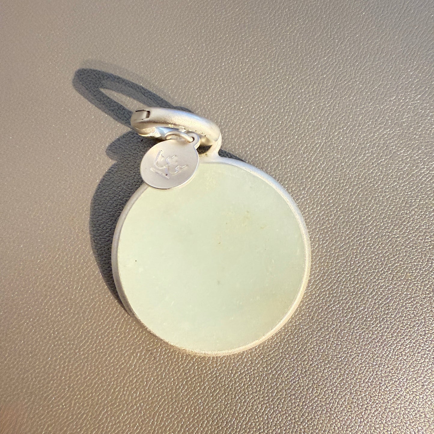 Essentials Disc Charm - Aquamarine matt silver plated