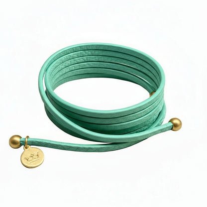 Strap Necklace / Bracelet - Mint leather matt gold plated