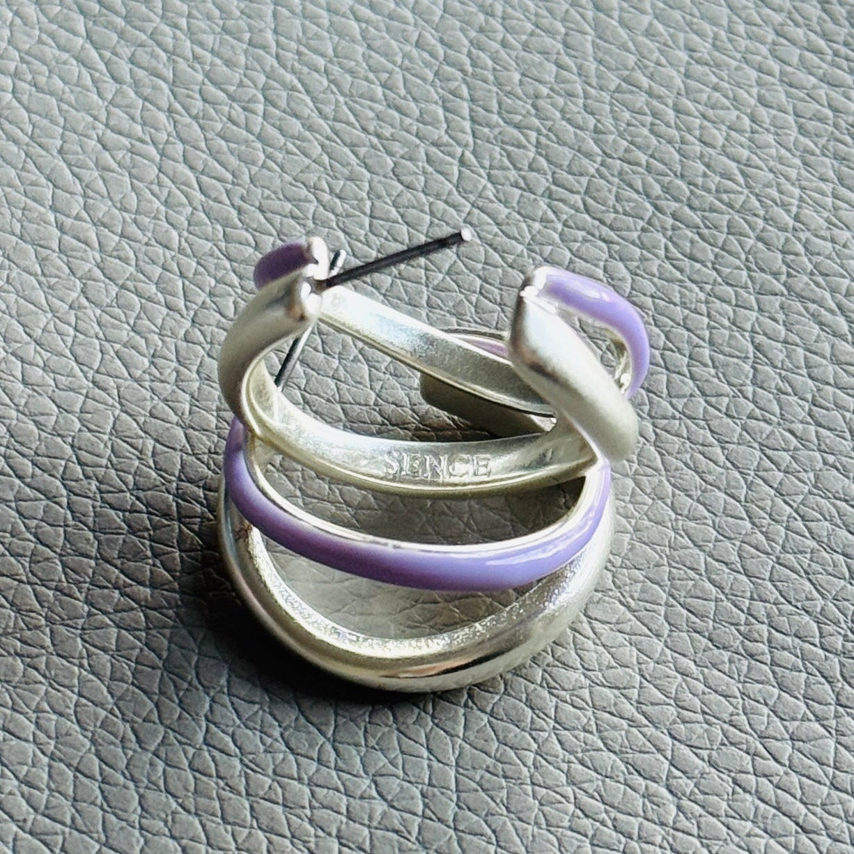 Enamelove earrings - Pastel lilac matt silver plated