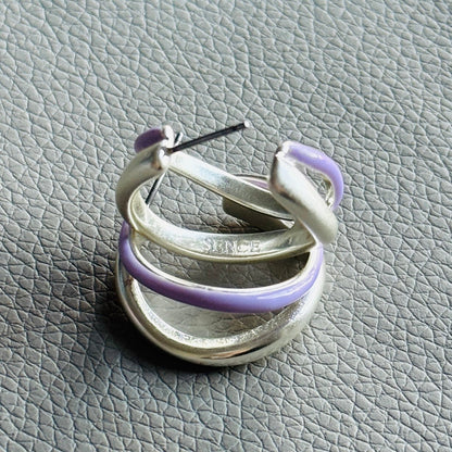 Enamelove earrings - Pastel lilac matt silver plated