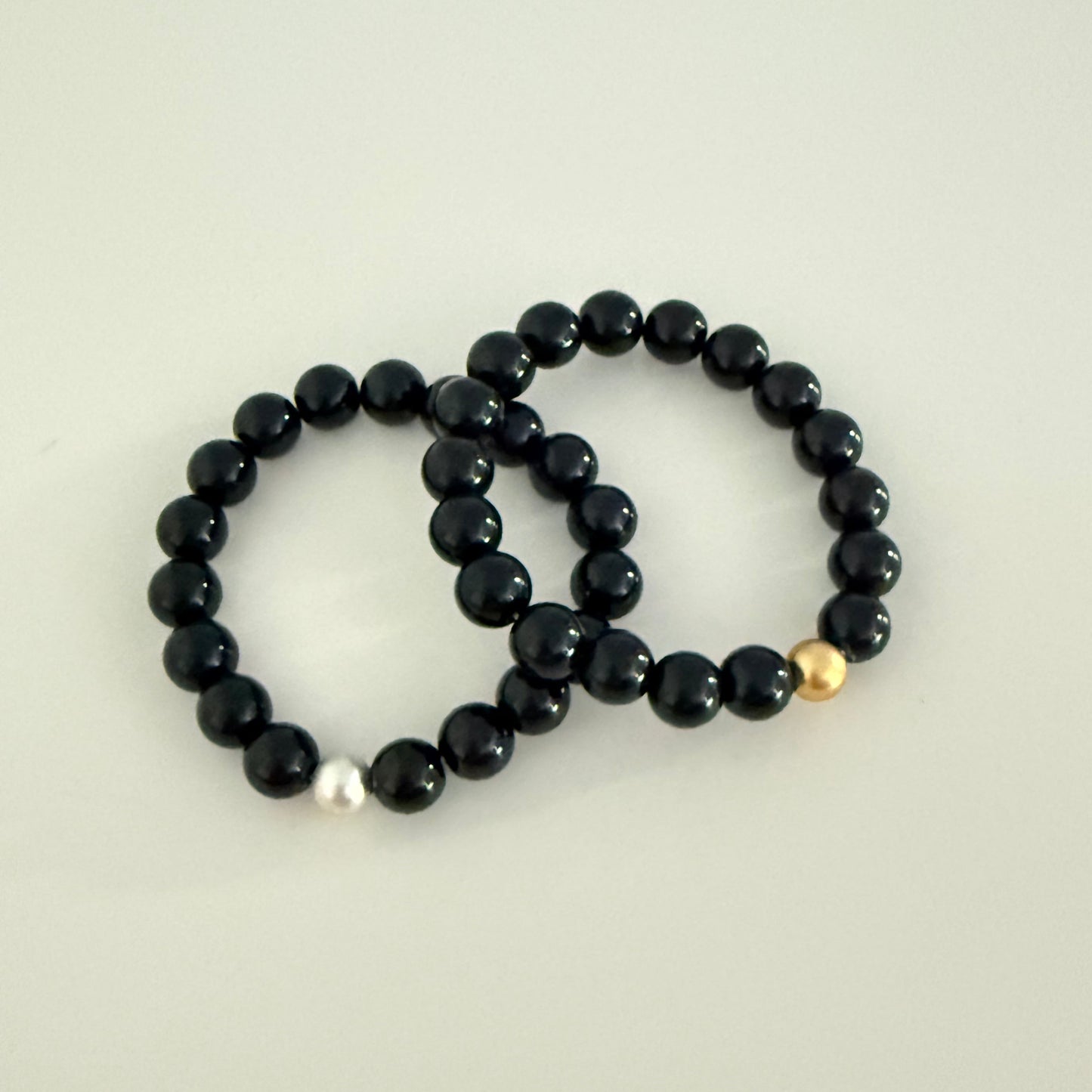 Berry Bracelet - Black Agate, matte silver plated