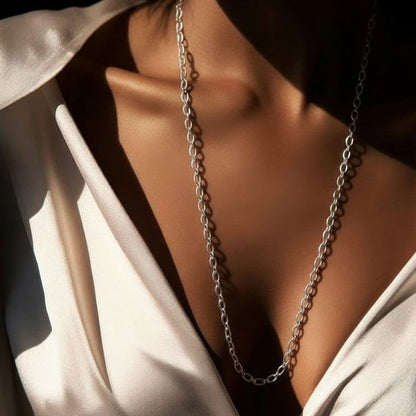 New Diamond Cut  Halskette - Matt versilbert 90 CM