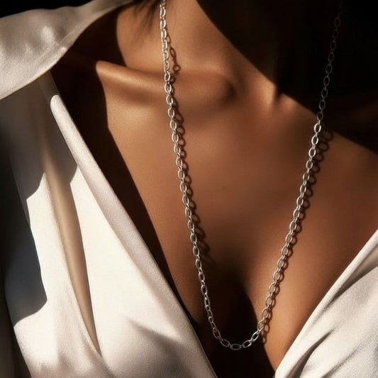 New Diamond Cut  Halskette - Matt versilbert 90 CM