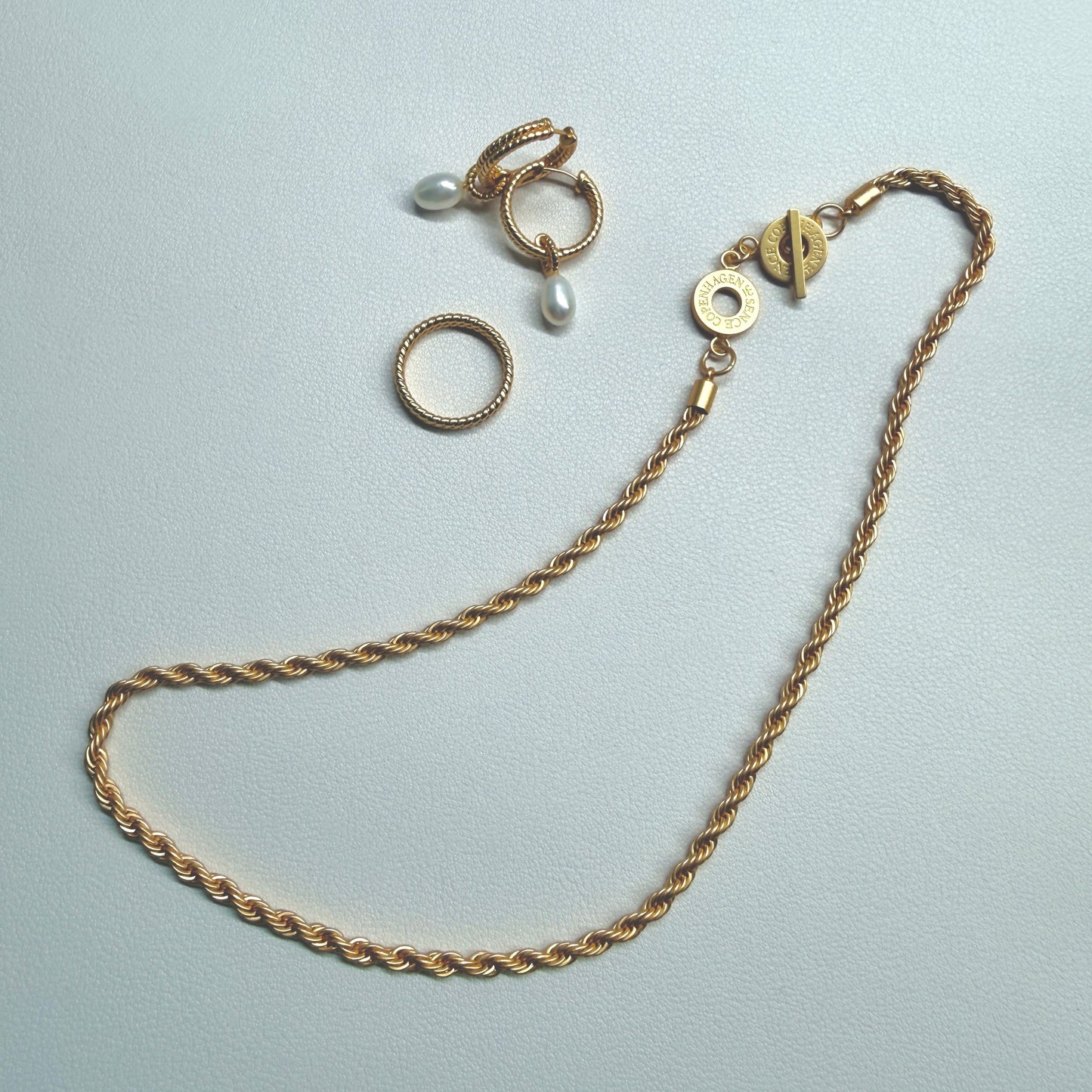 Amelie Twisted Pearl Hoops -  Matt gold plated