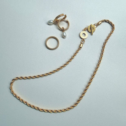 Amelie Twisted Pearl Hoops -  Matt gold plated