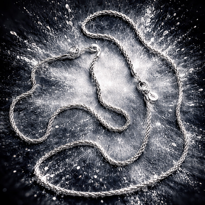 Amelie Twisted Long necklace - Matt silver plated - 85 CM