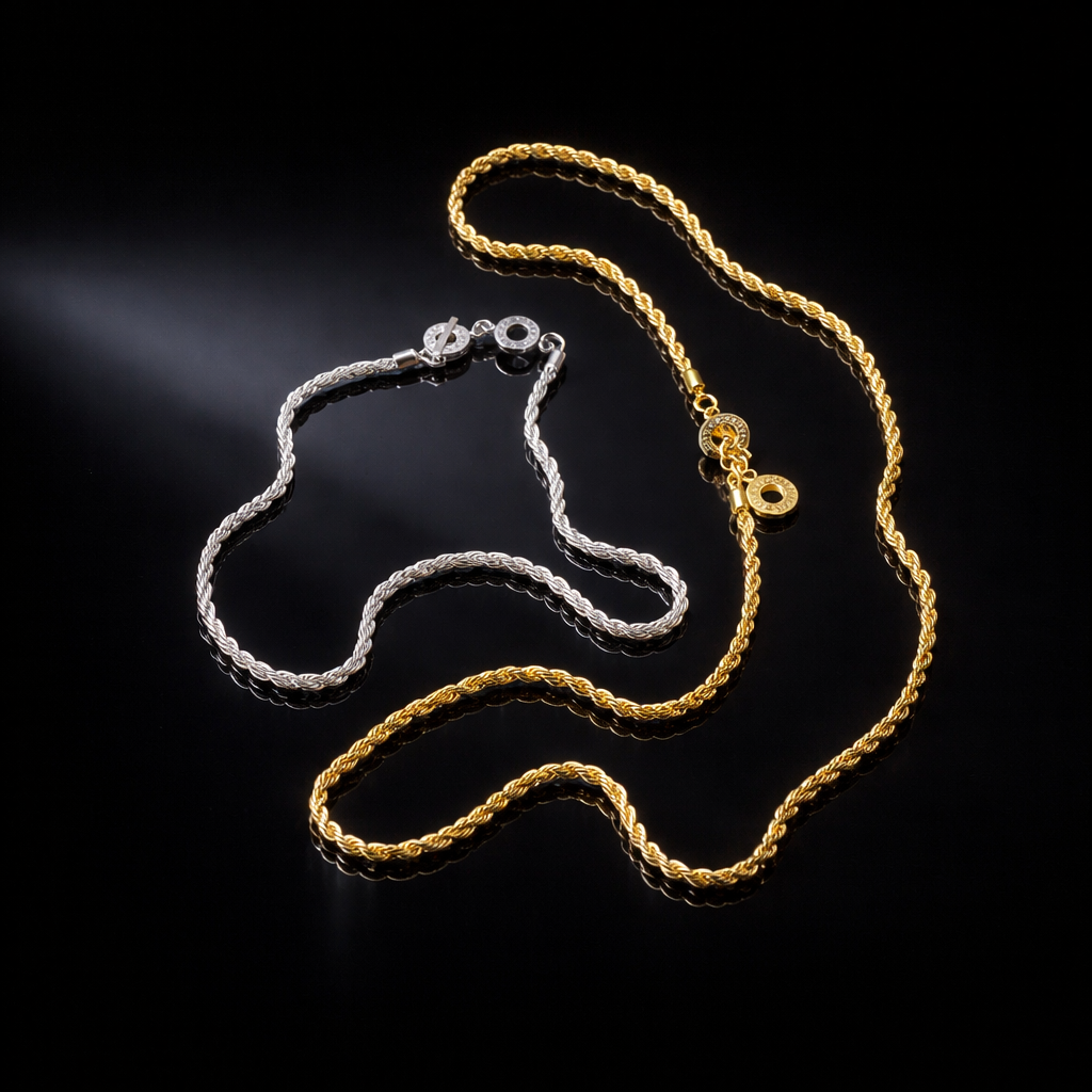 AMELIE Twisted Halskette - Matt vergoldet – 48 CM