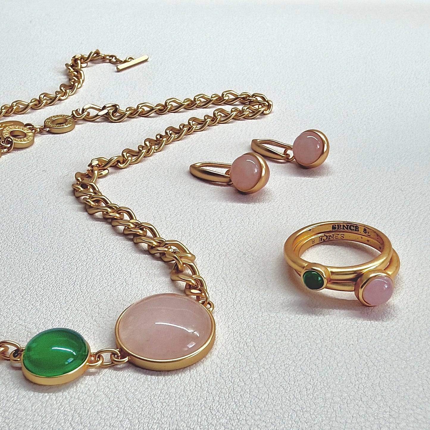 Stone-Duet Ringe - Matt vergoldet Gr. 8