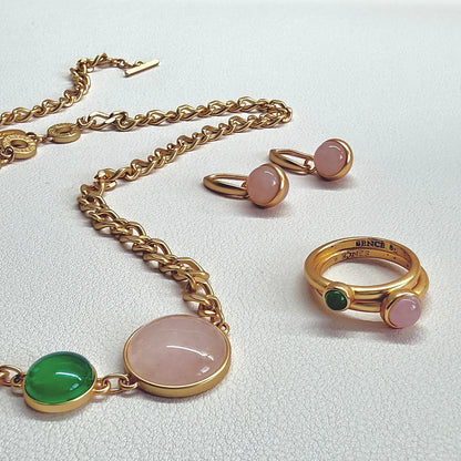 Stone-Duet Ringe - Matt vergoldet Gr. 8