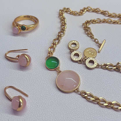 Stone-Duet Ringe - Matt vergoldet Gr. 8