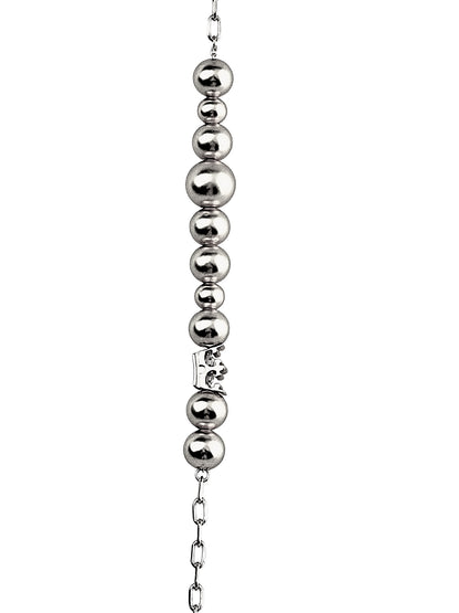 Long Dotti necklace matt silver plated
