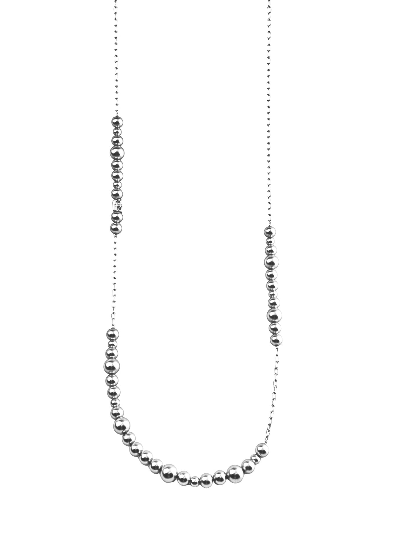 Long Dotti necklace matt silver plated