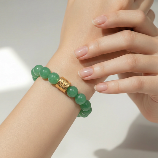 Gemstone ​​Armband - Grüner Aventurin matt Gold