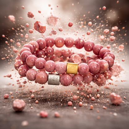 Gemstone Armband - Rhodonit matt Silber