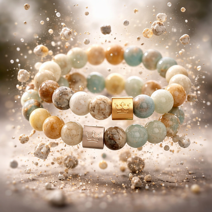 Gemstone Bracelet - Aamazonite matte gold