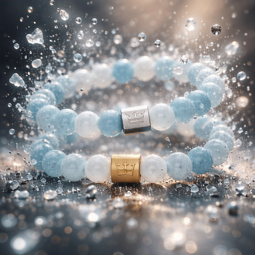 Gemstone Bracelet - Aquamarine matte silver