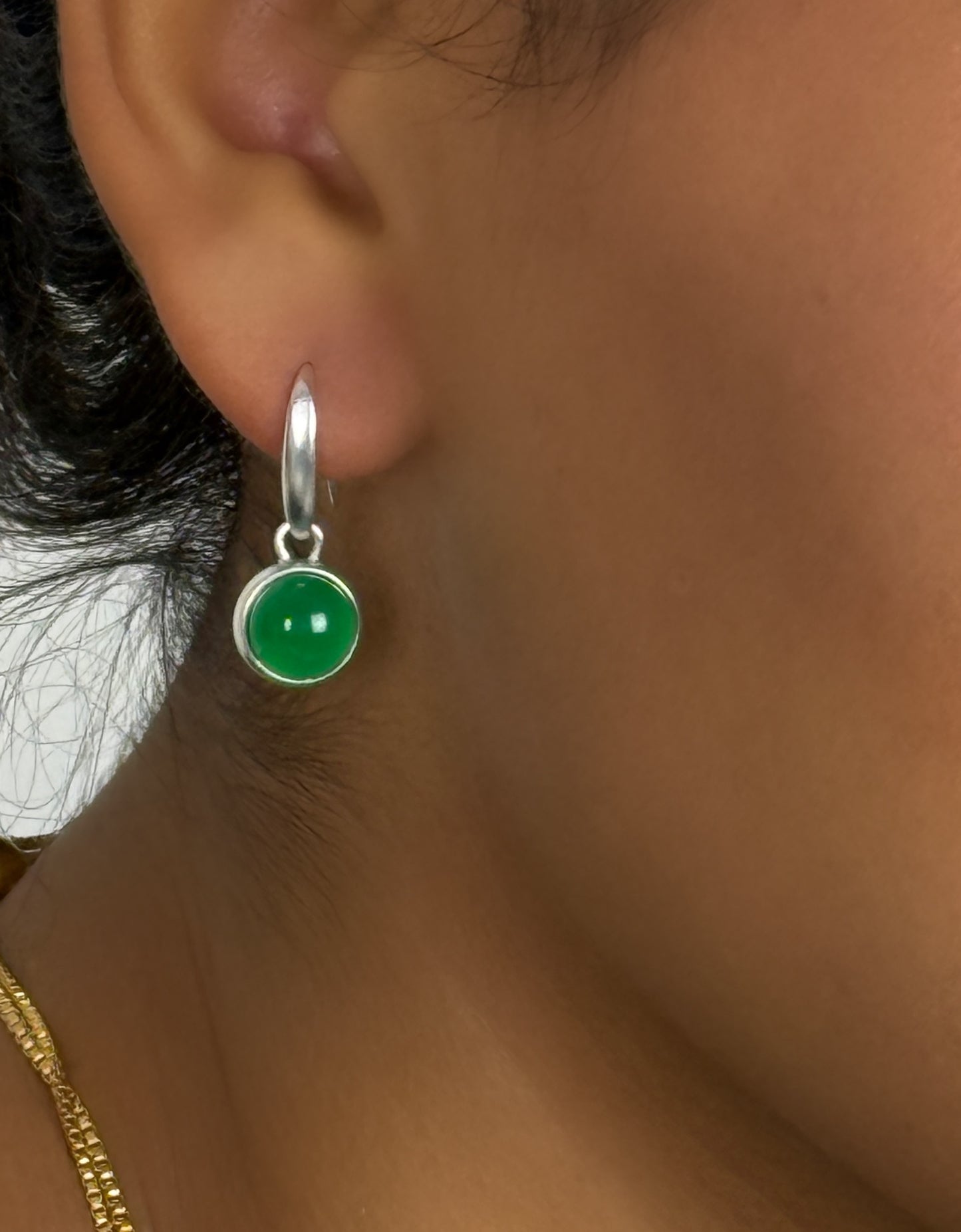 Cherry earrings - Aquamarine matt gold plated