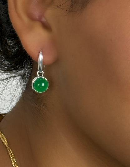 Cherry earrings - Aquamarine matt gold plated