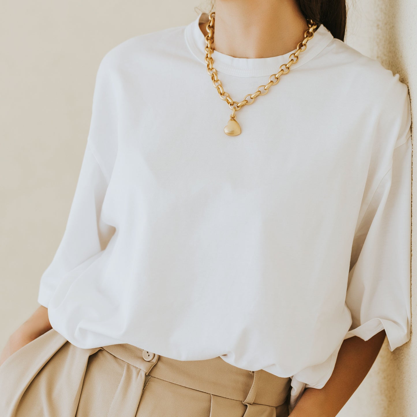 Essentials heart charm matt rose gold plated