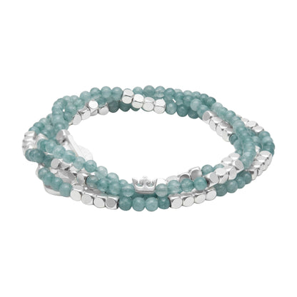 Gemstone Addict Halskette oder Wickelarmband Aquamarine Matt versilbert - 92 CM