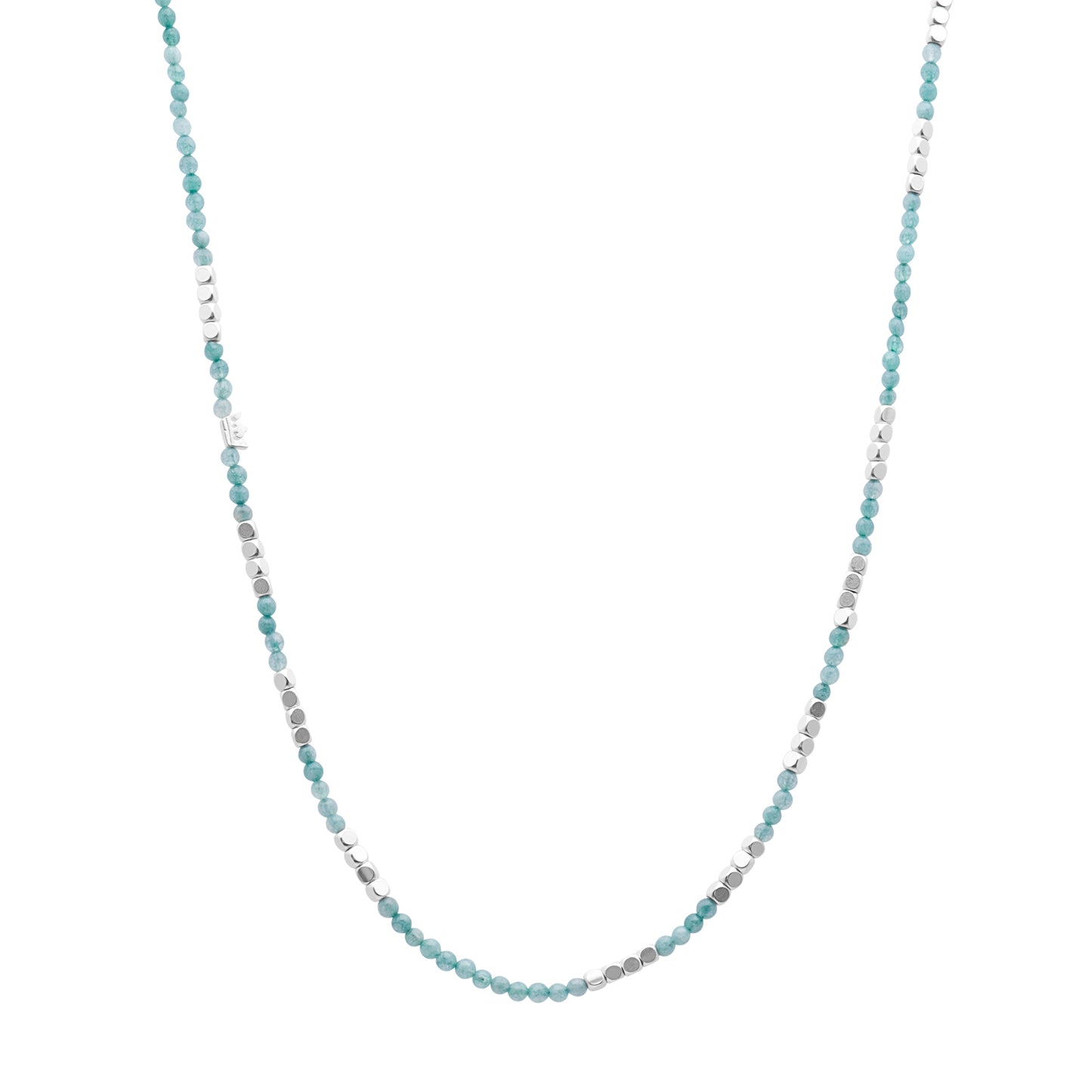 Gemstone Addict Halskette oder Wickelarmband Aquamarine Matt versilbert - 92 CM