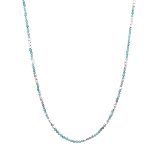 Gemstone addict necklace or wrapped bracelet aquamarine matt silver plated - 92 CM