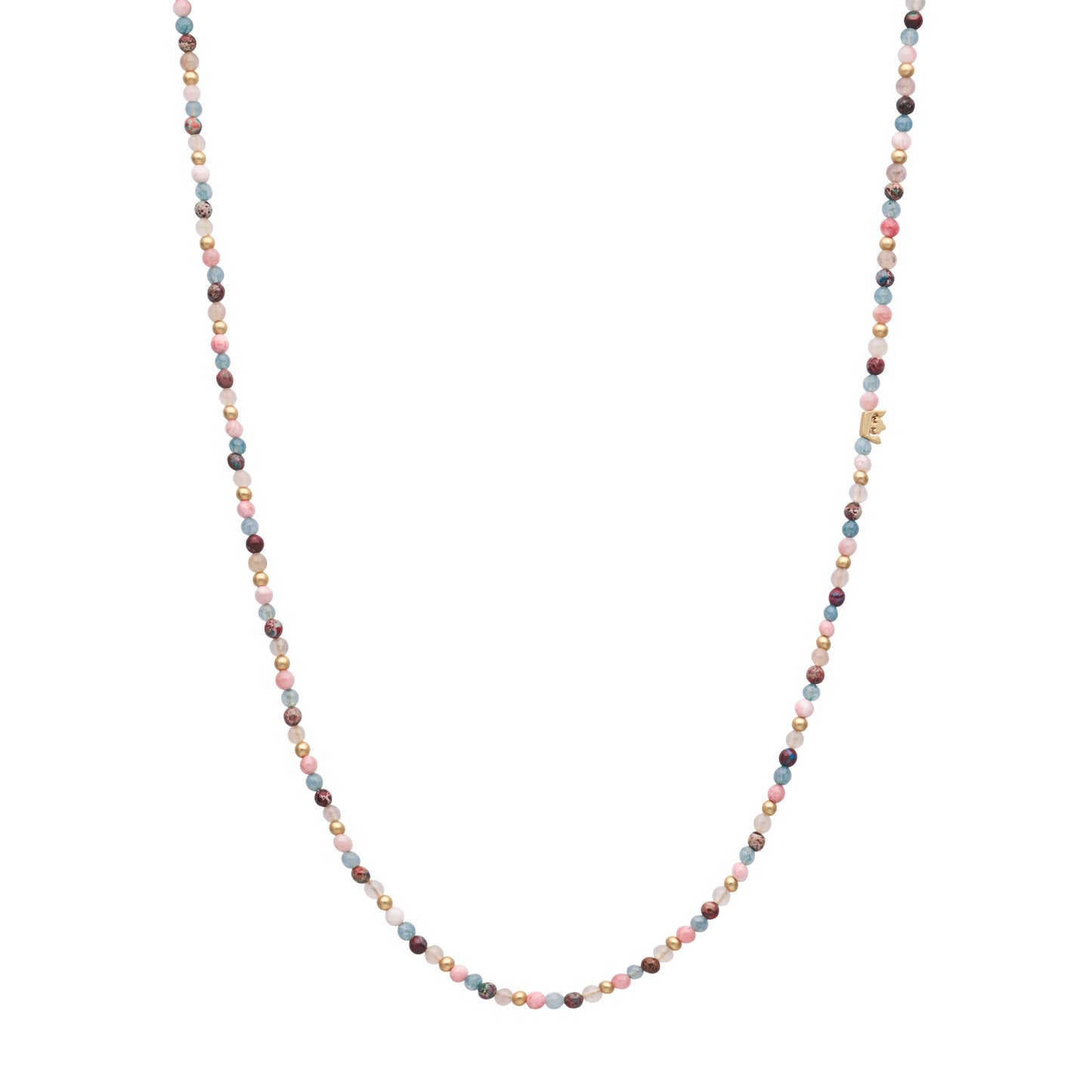 Gemstone addict necklace or wrapped bracelet pastel multi matt gold plated - 92 CM