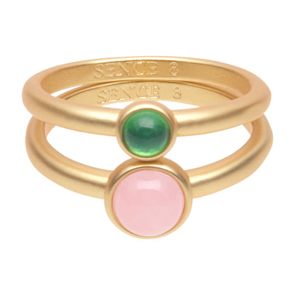 Stone-Duet Ringe - Matt vergoldet Gr. 7