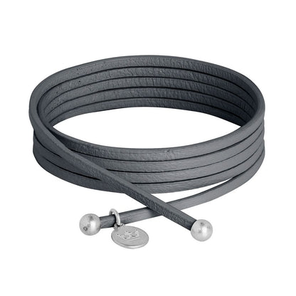 Strap Halskette / Armband - Dunkel graues Leder matt versilbert