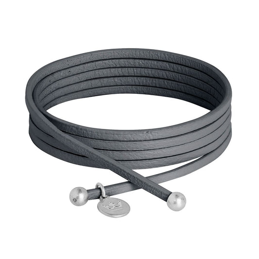 Strap Halskette / Armband - Dunkel graues Leder matt versilbert